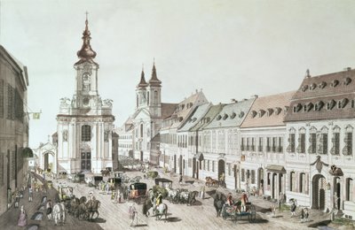 الكنيسة الأبرشية ومقبرة فوتبورغ ، نقشهما الفنان بواسطة يعقوب زيغلر